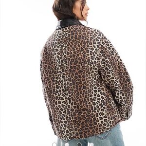 DAYDREAMER LOS ANGELES contrast collar trucker jacket in leopard print